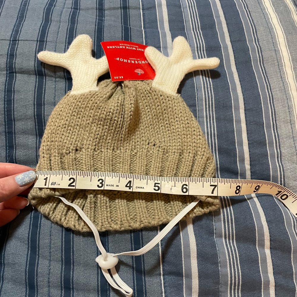 Wondershop PET HAT ANTLERS knit size Small Medium tan cream elastic adjust strap - Picture 5 of 11
